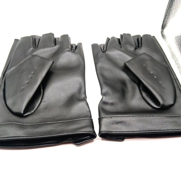 Faux Leather Fingerless Gloves-Black New - Picture 9 of 10